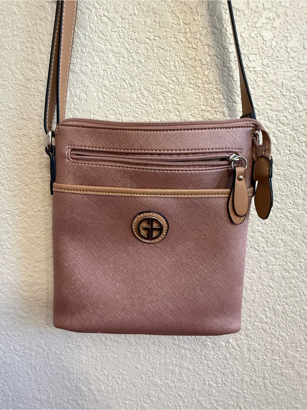 Donna Karan Dusty Rose Crossbody with Tan Accents
